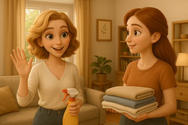 Gespräch über Haushaltsaufgaben